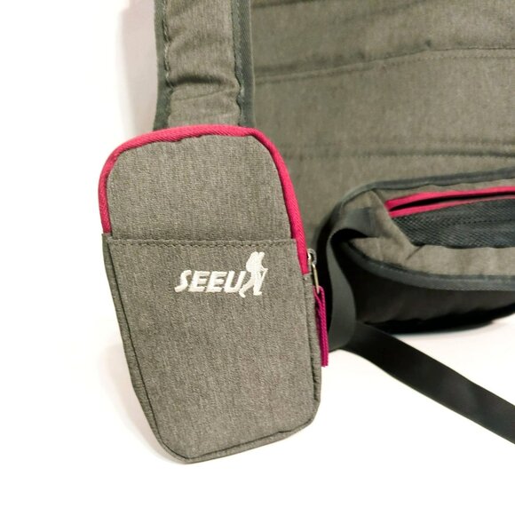 SEEU Large Sling Crossbody Gray/Pink Laptop Backpack - Picture 6 of 8